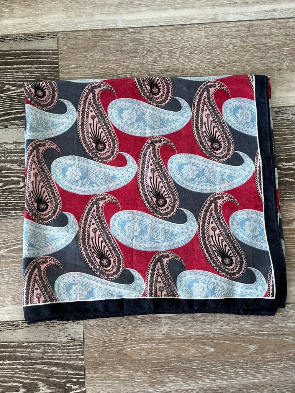 NWT Beautiful Paisley Print Long Scarf Wrap Sarong Blues Burgundy Print